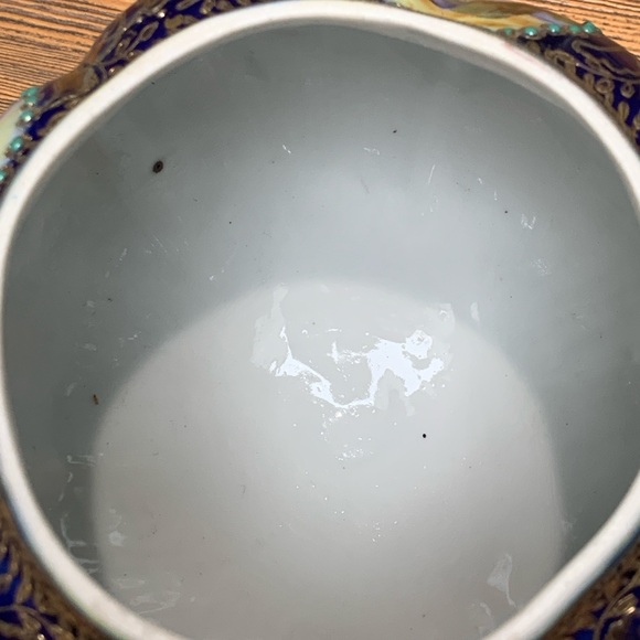 Nippon Vintage Ornate Blue and Gold Covered Jar With Landscape Scenes - Picture 15 of 16